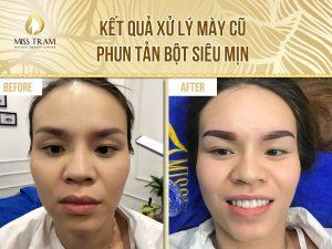 Kết quả xử lý mày cũ, phun tản bột siêu mịn mới nhất Mở mắt