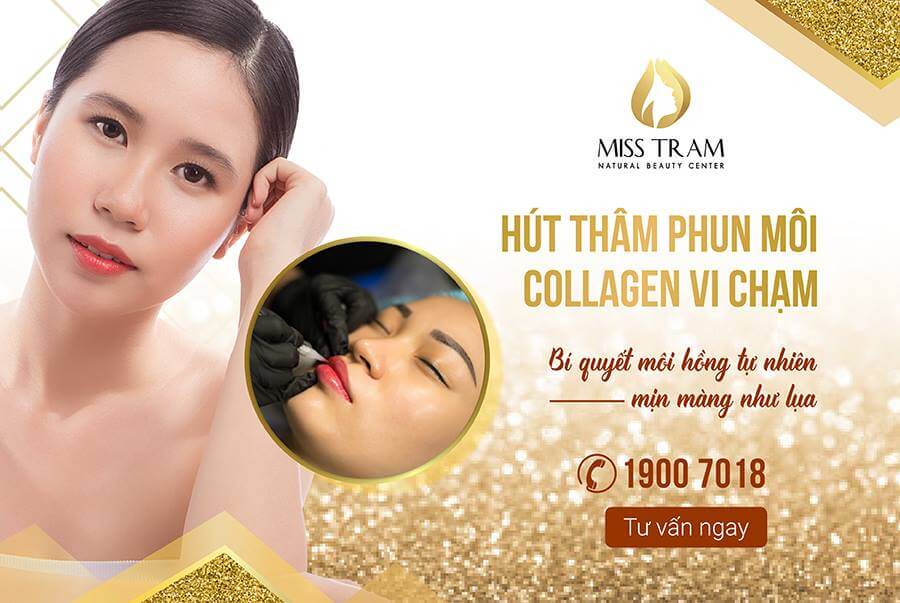 Hút thâm môi collagen vi chạm tại spa Miss Tram