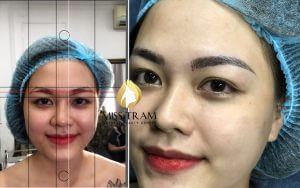 Customers use Miss Tram eyebrow sculpting method