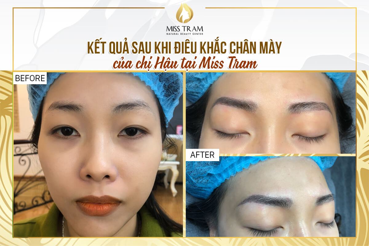 Results of Sculpting eyebrows with natural fibers for Sister Hou Faith
