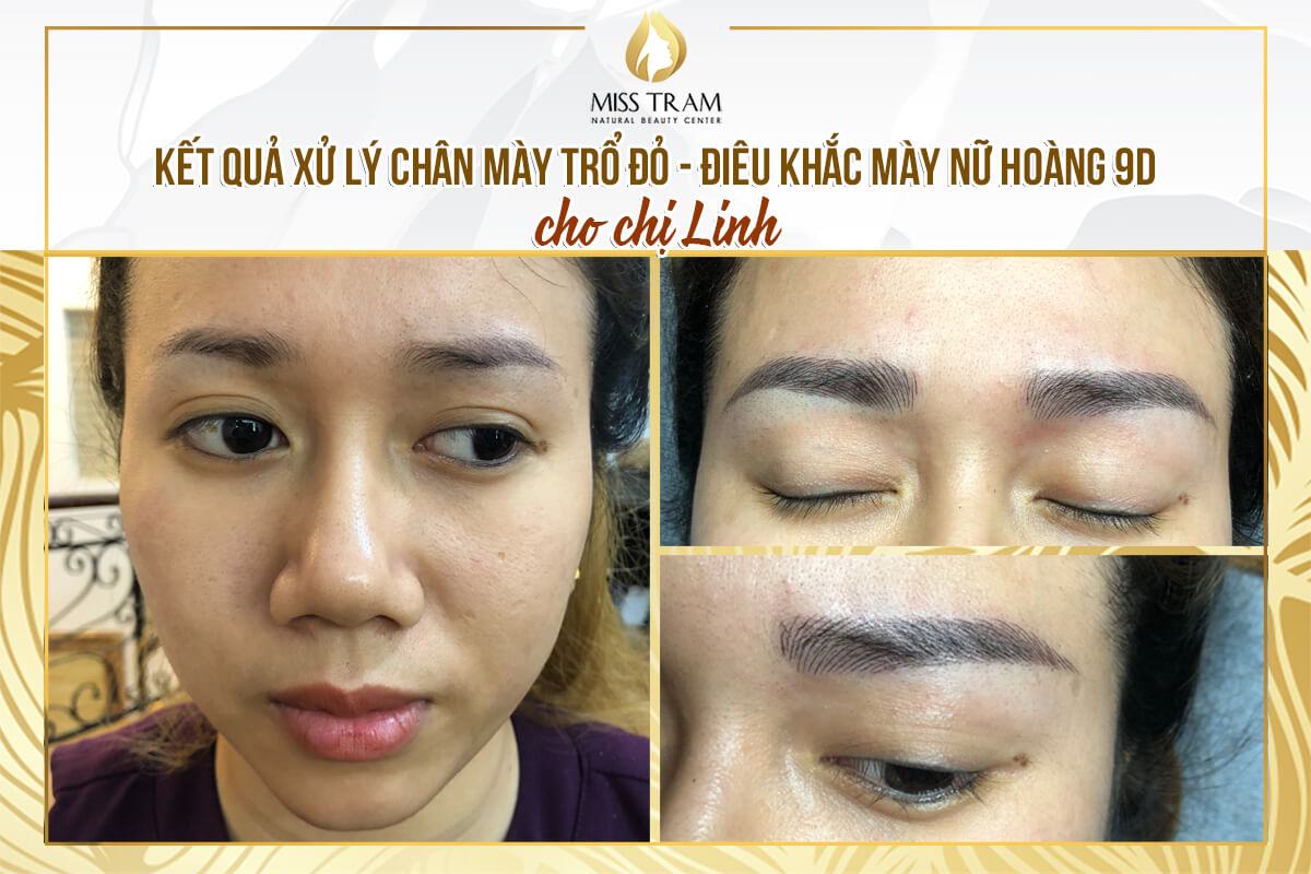 The Results of Sister Linh's eyebrows after processing and sculpting the Queen's eyebrows at the base