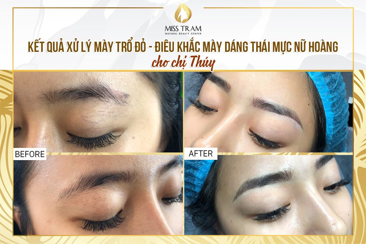Red Eyebrow Treatment Results - Full Queen Ink Sculpting Eyebrow Sculpture