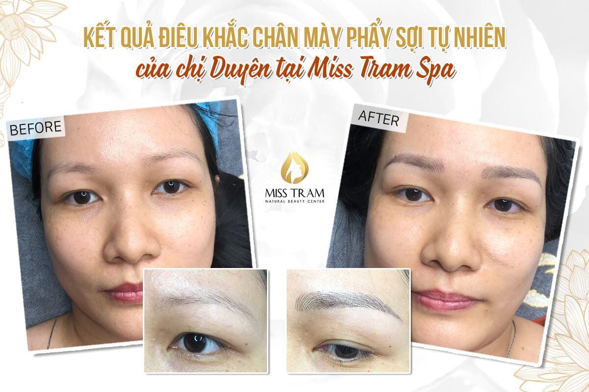 The result of Sculpting Her eyebrows with natural fibers of real Duyen