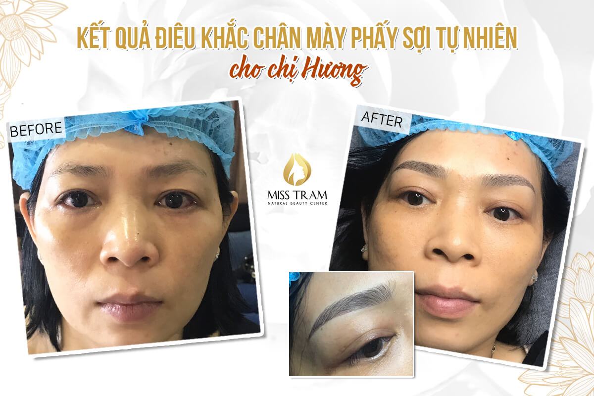 The result of Beautiful Natural Fiber Eyebrow Sculpture for Sister Huong to reflect