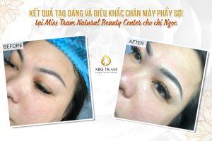 The result of Sculpting Eyebrows with Natural Fibers for Ms. Ngoc Opens her eyes