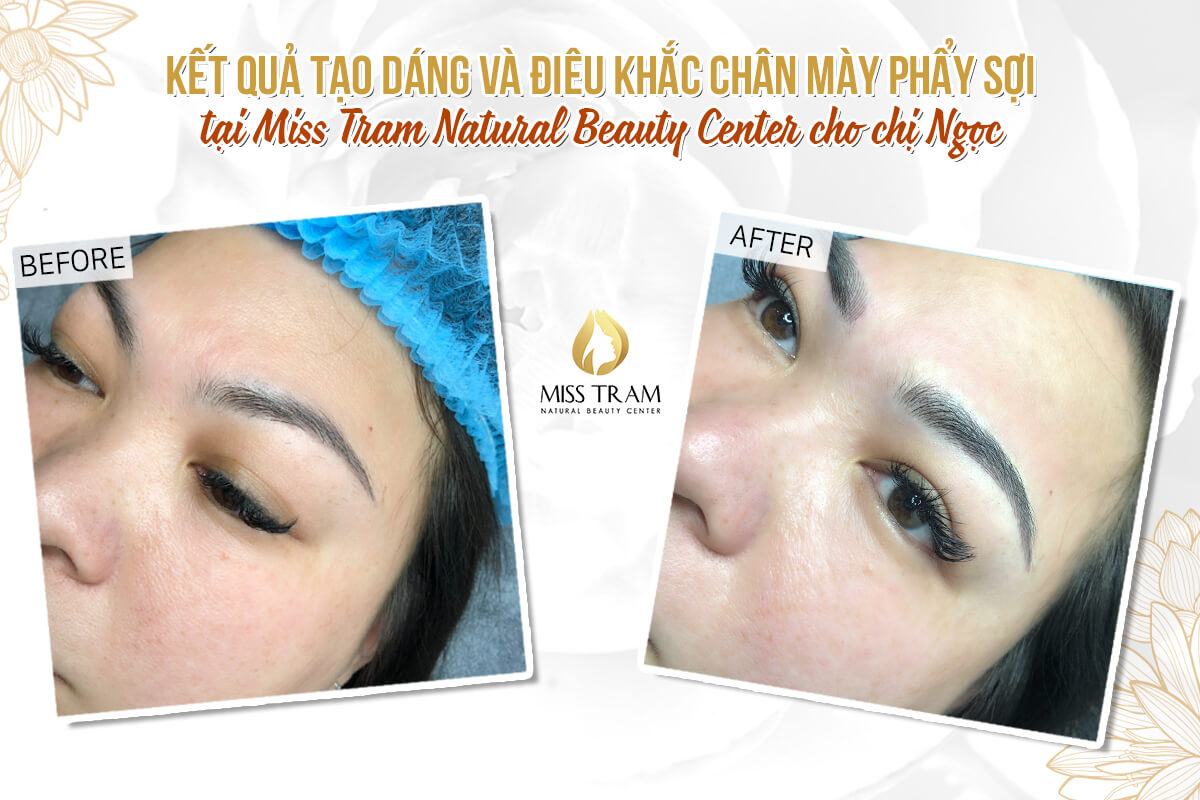 The result of Sculpting eyebrows with natural fibers for Ms. Ngoc to discover
