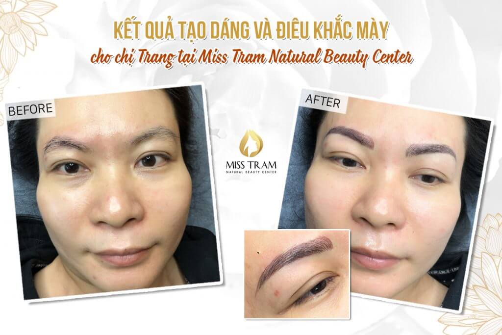 The result of Sculpting eyebrows with natural fibers for Ms. Trang to recognize