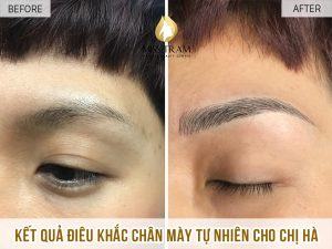 Kết Quả Điêu Khắc Chân Mày Phẩy Sợi Tự Nhiên Cho Chị Hà Cuối cùng