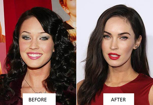 Megan Fox pictures before and after beautifying your eyebrows