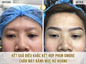 Thực Hiện Điêu Khắc Kết Hợp Phun Ombre Cho Chân Mày Cho Chị Trân Mở mắt