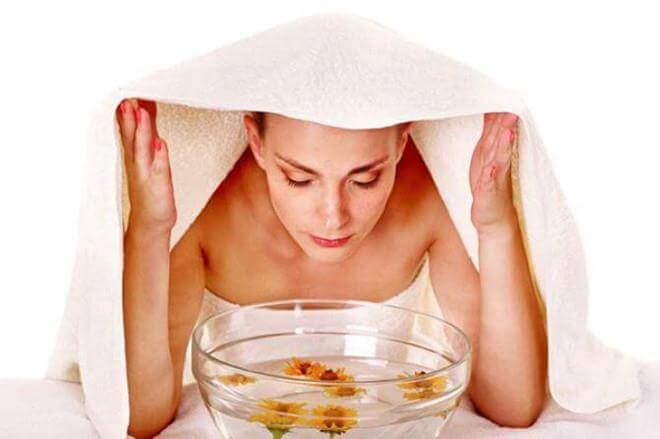 Steam helps to treat acne under the chin and wings of the nose