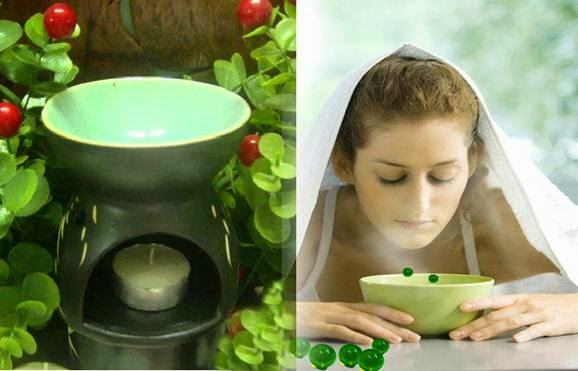 Steam for acne treatment with tea tree oil