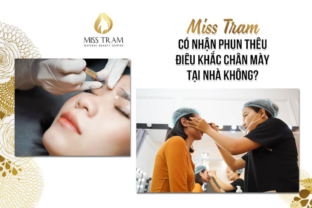 Spray embroidery sculpting eyebrows at home only at Miss Tram Spa