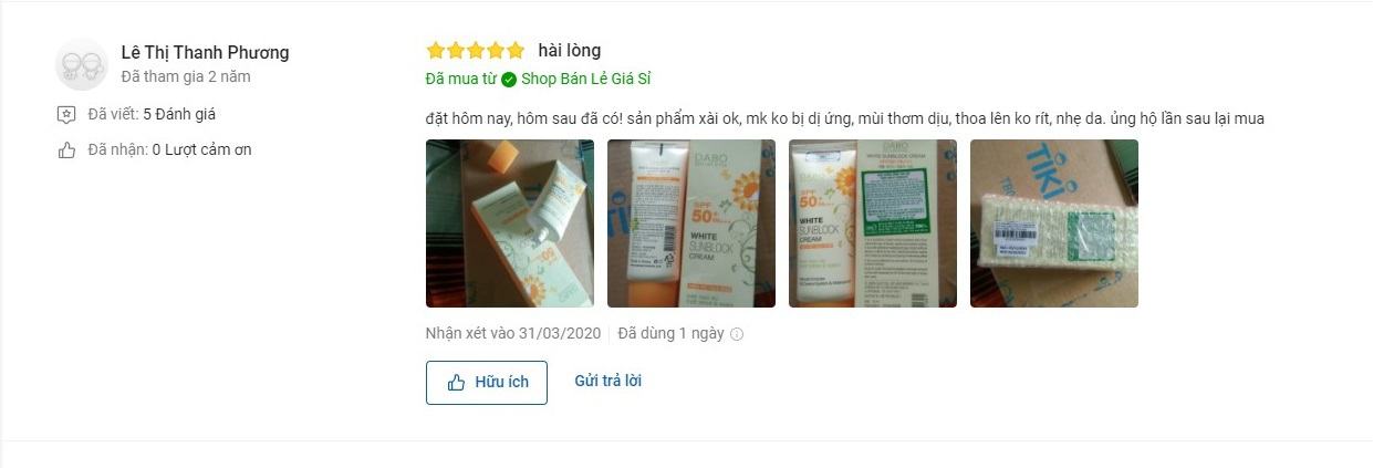 Review Kem Chống Nắng Dưỡng Da Dabo White Sunblock Cream SPF 50 PA+++ Ghi chú