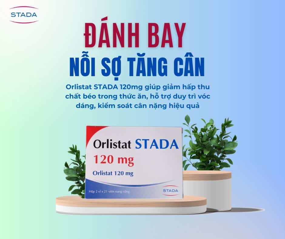 Orlistat STADA 120mg - Giảm hấp thu chất béo trong thức ăn, kiểm soát cân nặng